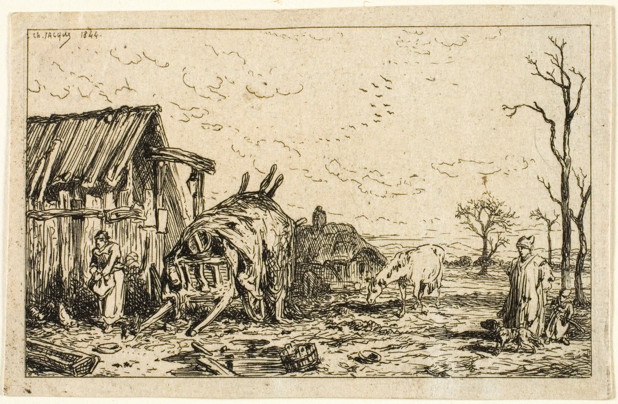 Paisaje con Carro Desenganchado de Charles Emile Jacque