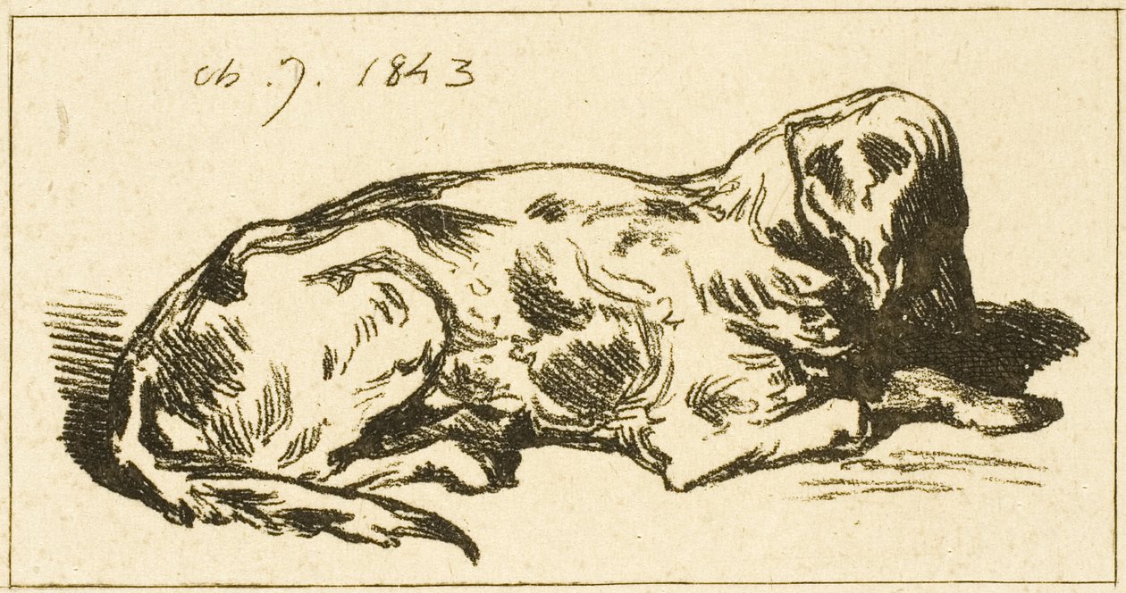 Perro acostado de Charles Emile Jacque