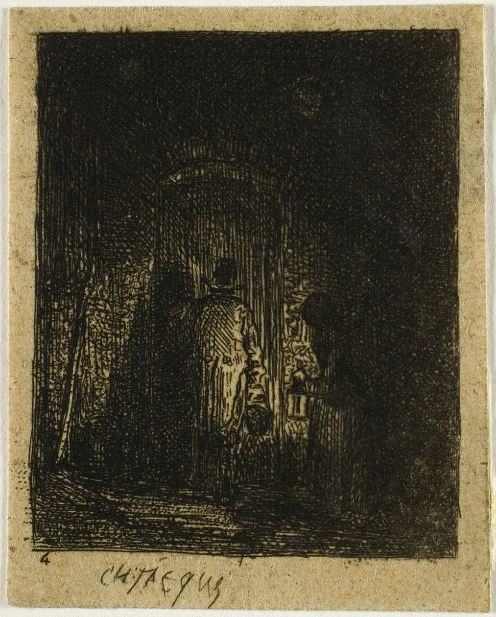 Hombre y Mujer con Faroles de Charles Emile Jacque