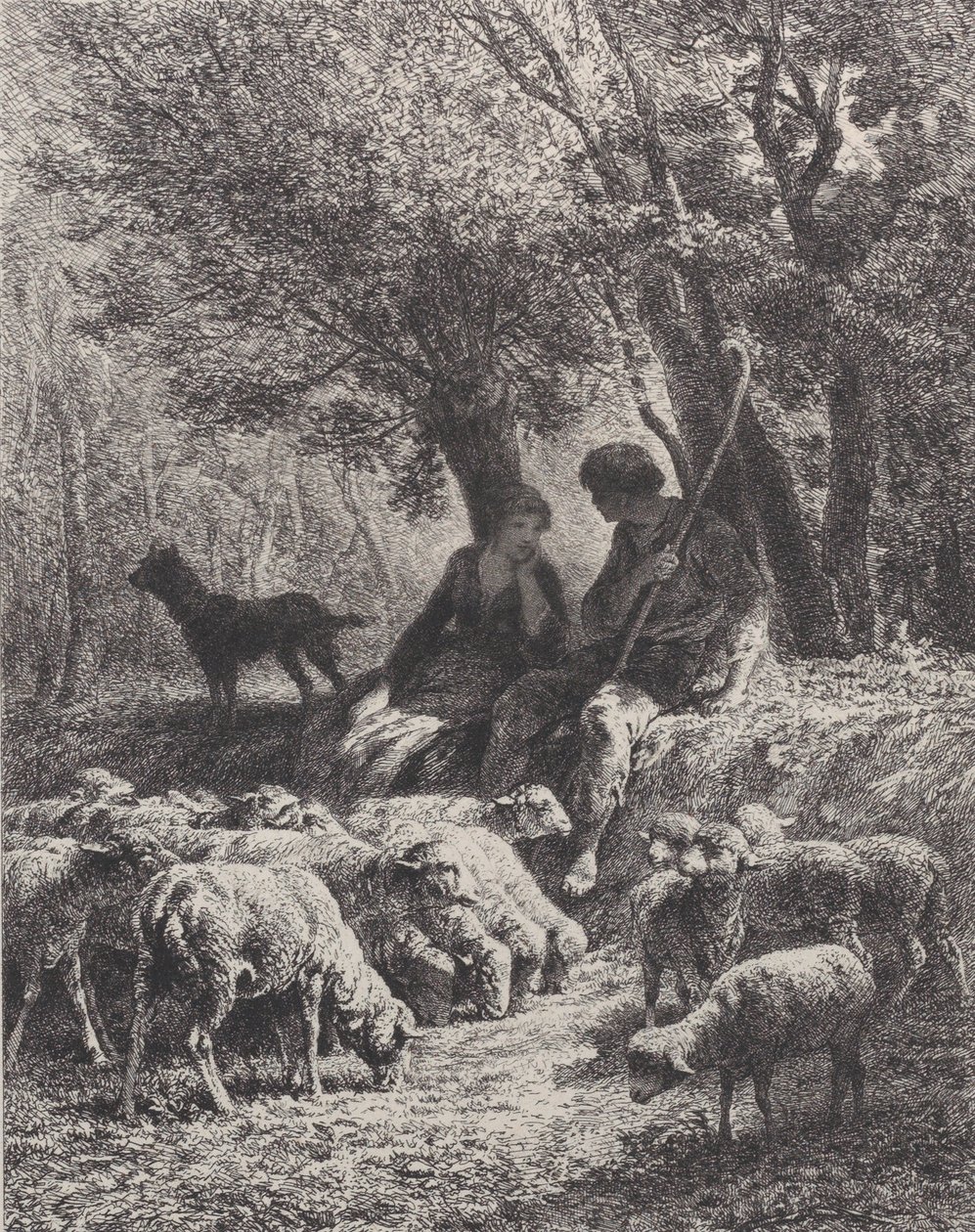 Escena pastoral de Charles Emile Jacque