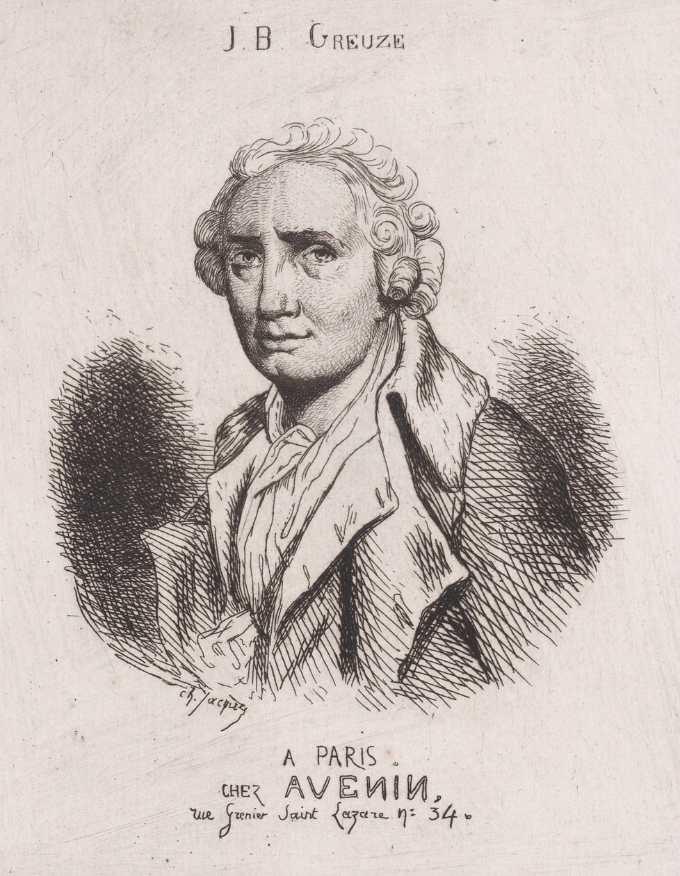 Retrato de J.B. Greuze, siglo XIX de Charles Emile Jacque