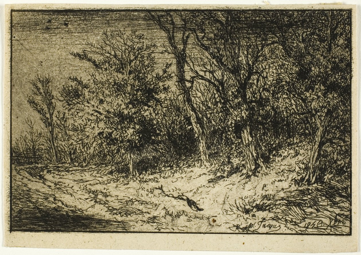 Camino al borde de un bosque de Charles Emile Jacque
