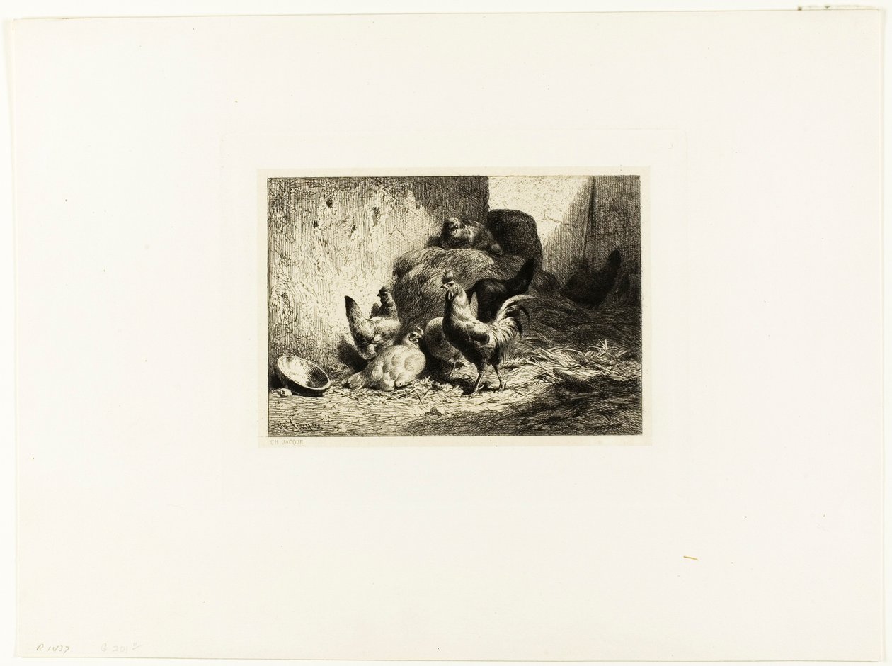 Gallo y gallinas de Charles Emile Jacque
