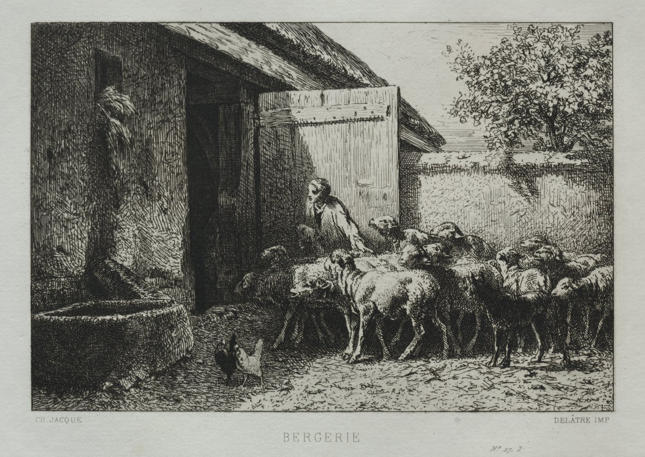Redil de ovejas de Charles Emile Jacque