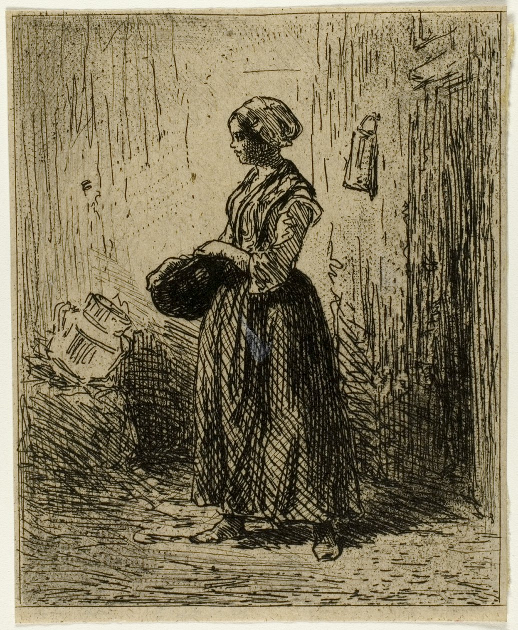 Mujer campesina de pie de Charles Emile Jacque