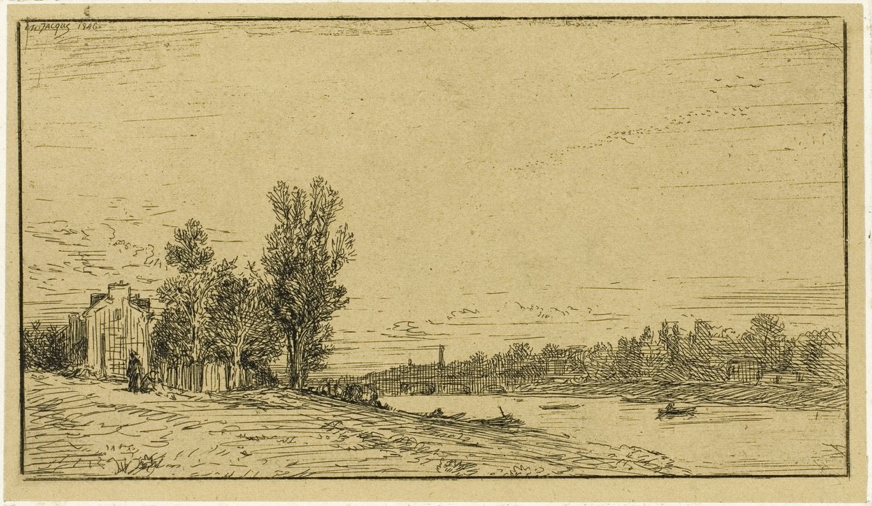 Las orillas de un río de Charles Emile Jacque