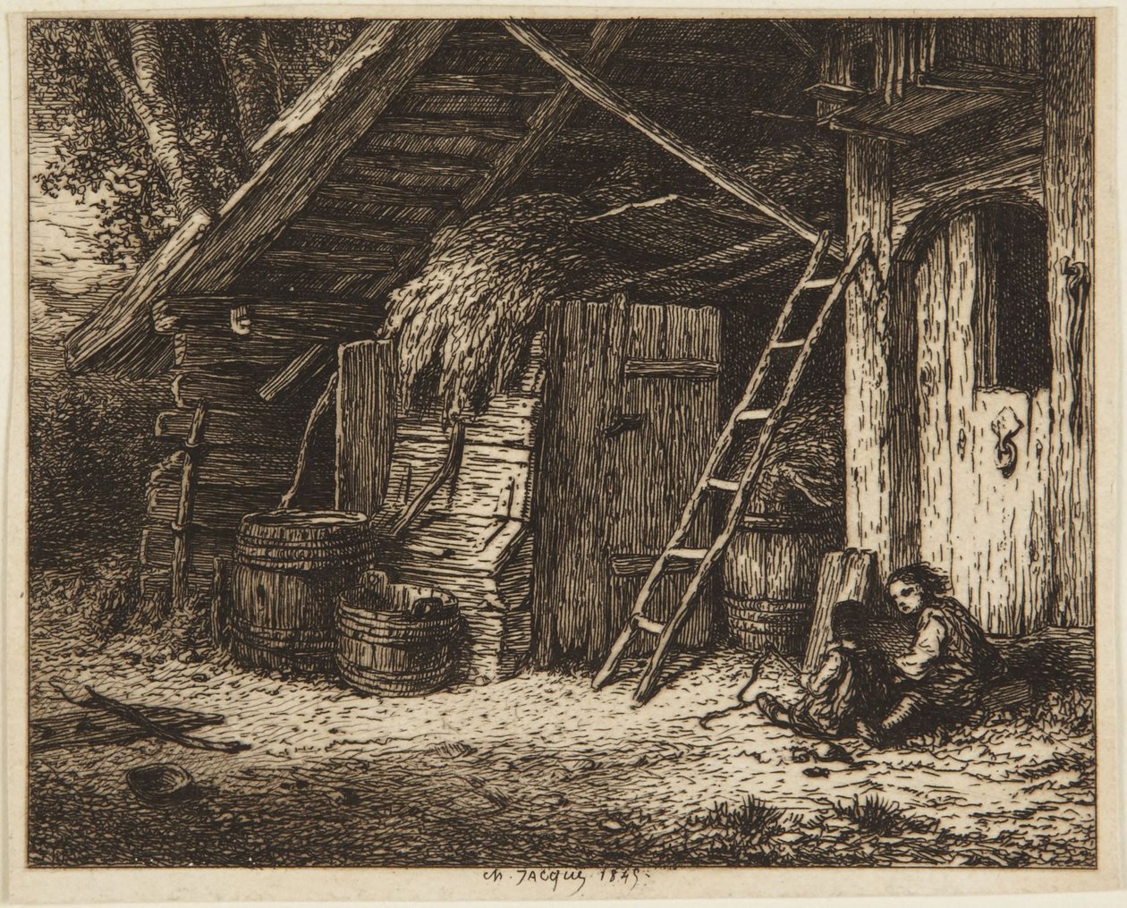 El golpe de las gallinas - 1849 de Charles Emile Jacque