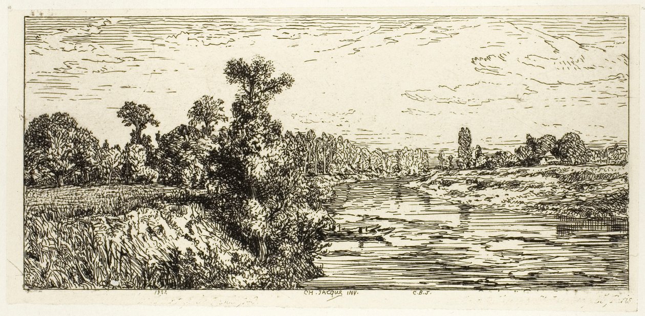 La Isla de Aligre, con Dos Barcos de Charles Emile Jacque