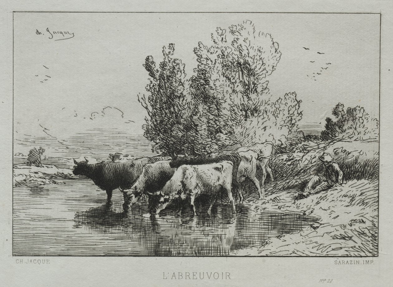 El abrevadero de Charles Emile Jacque