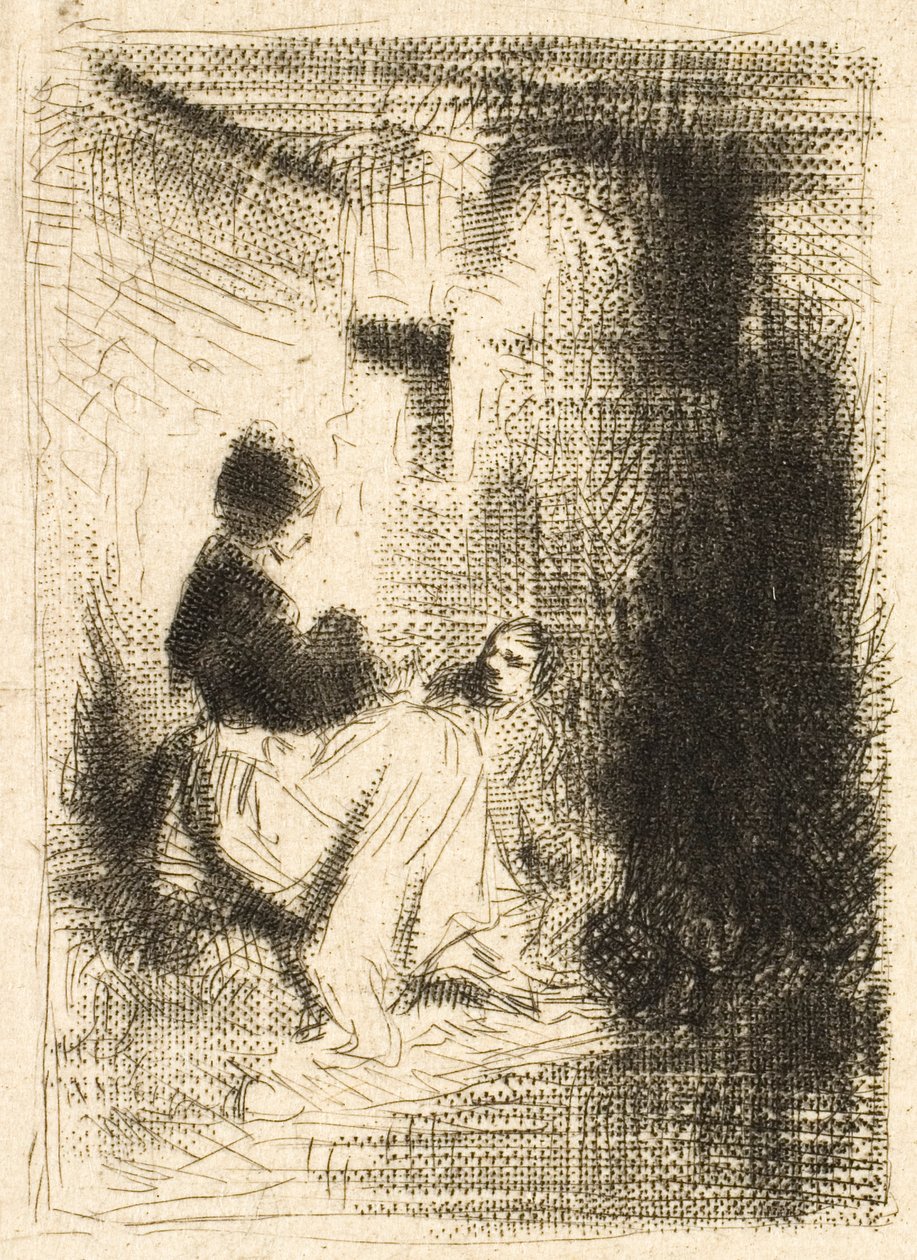 Mujer y sus hijos de Charles Emile Jacque