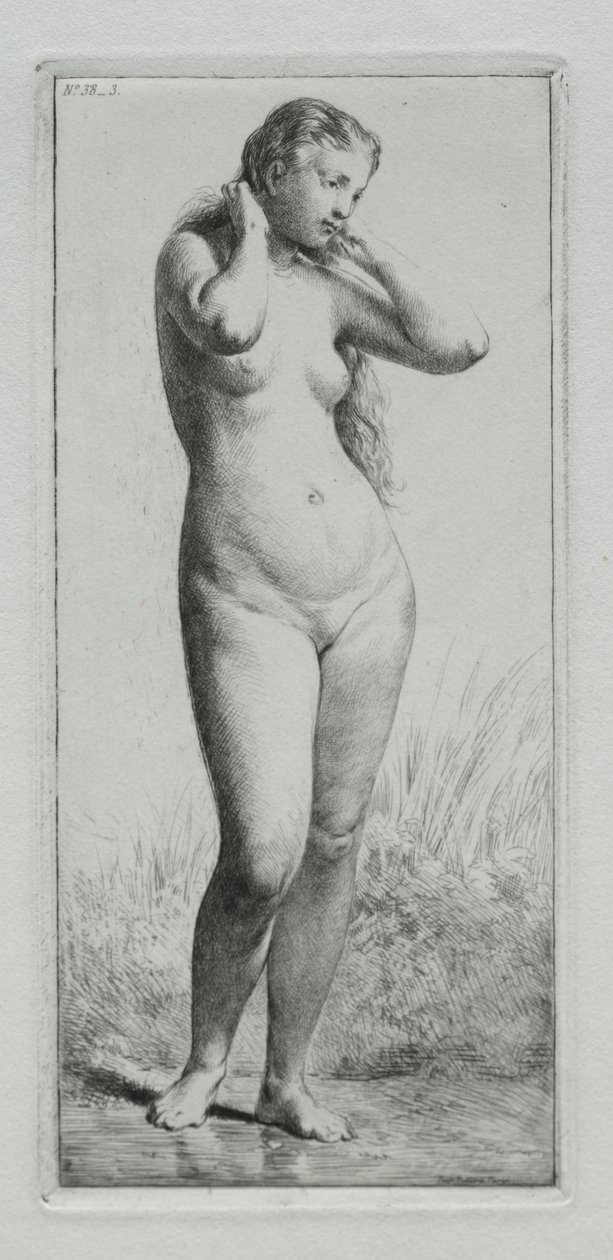 Joven mujer bañándose de Charles Emile Jacque