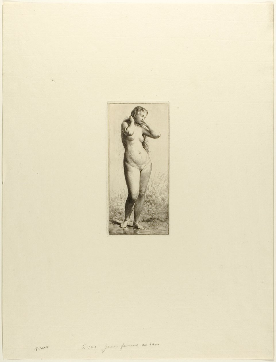 Joven mujer bañándose de Charles Emile Jacque