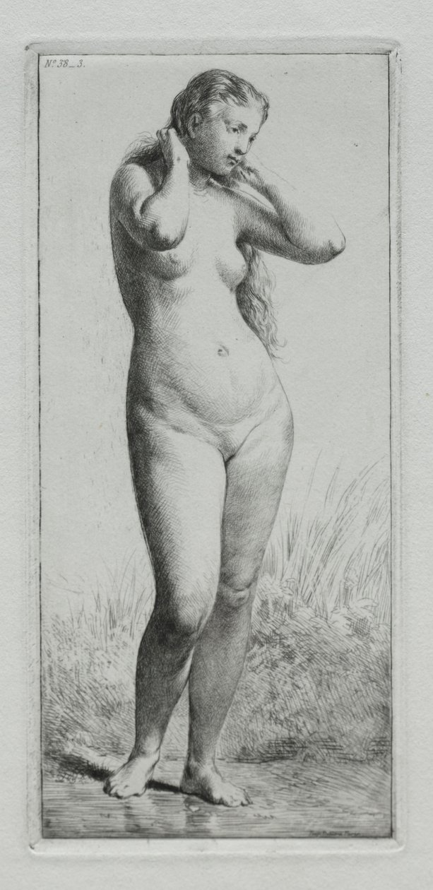 Joven mujer bañándose de Charles Emile Jacque