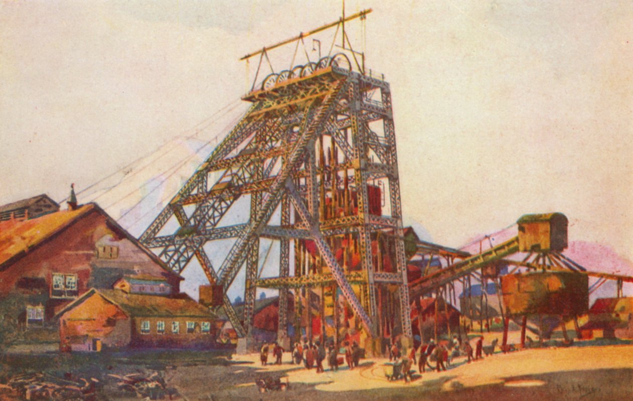 Cabeza de una mina de oro de Johannesburgo (litografía en color) de Charles Ernest Peers