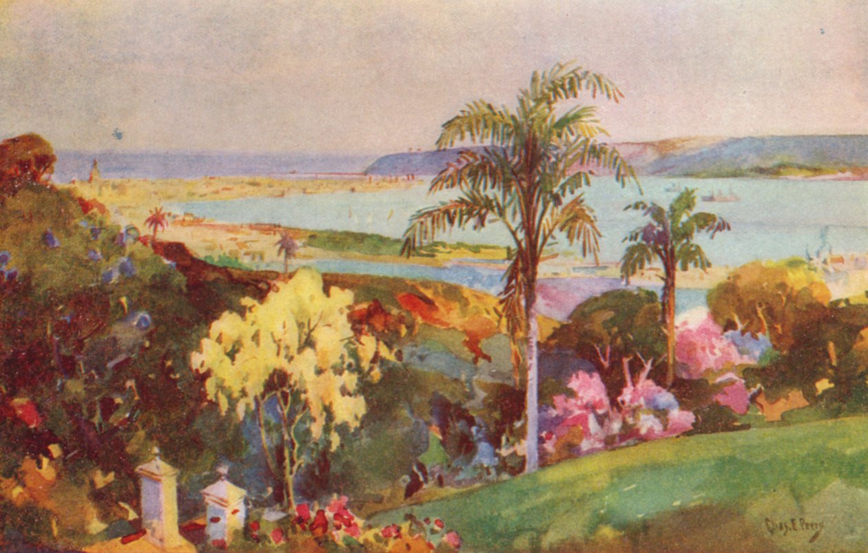 Puerto de Natal, Durban (litografía en color) de Charles Ernest Peers
