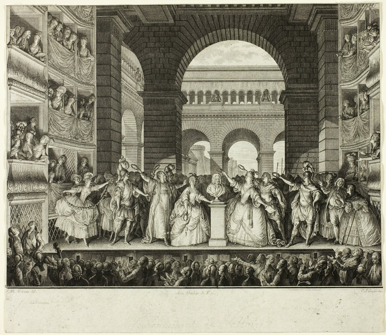Coronación de Voltaire de Charles Etienne Gaucher