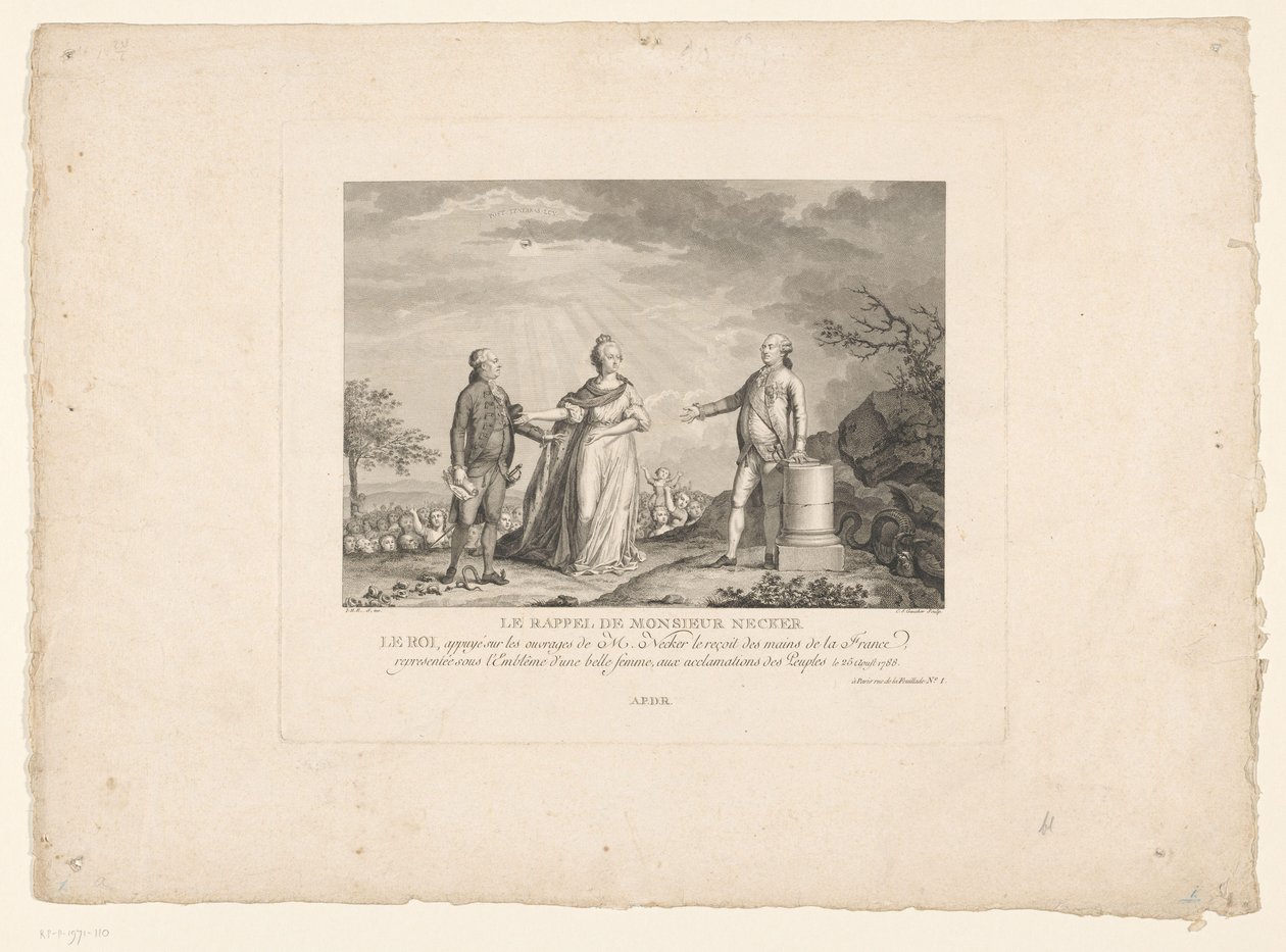 Regreso de Jacques Necker, 1788
Le rappel de Monsieur Necker (título en el objeto) de Charles Etienne Gaucher