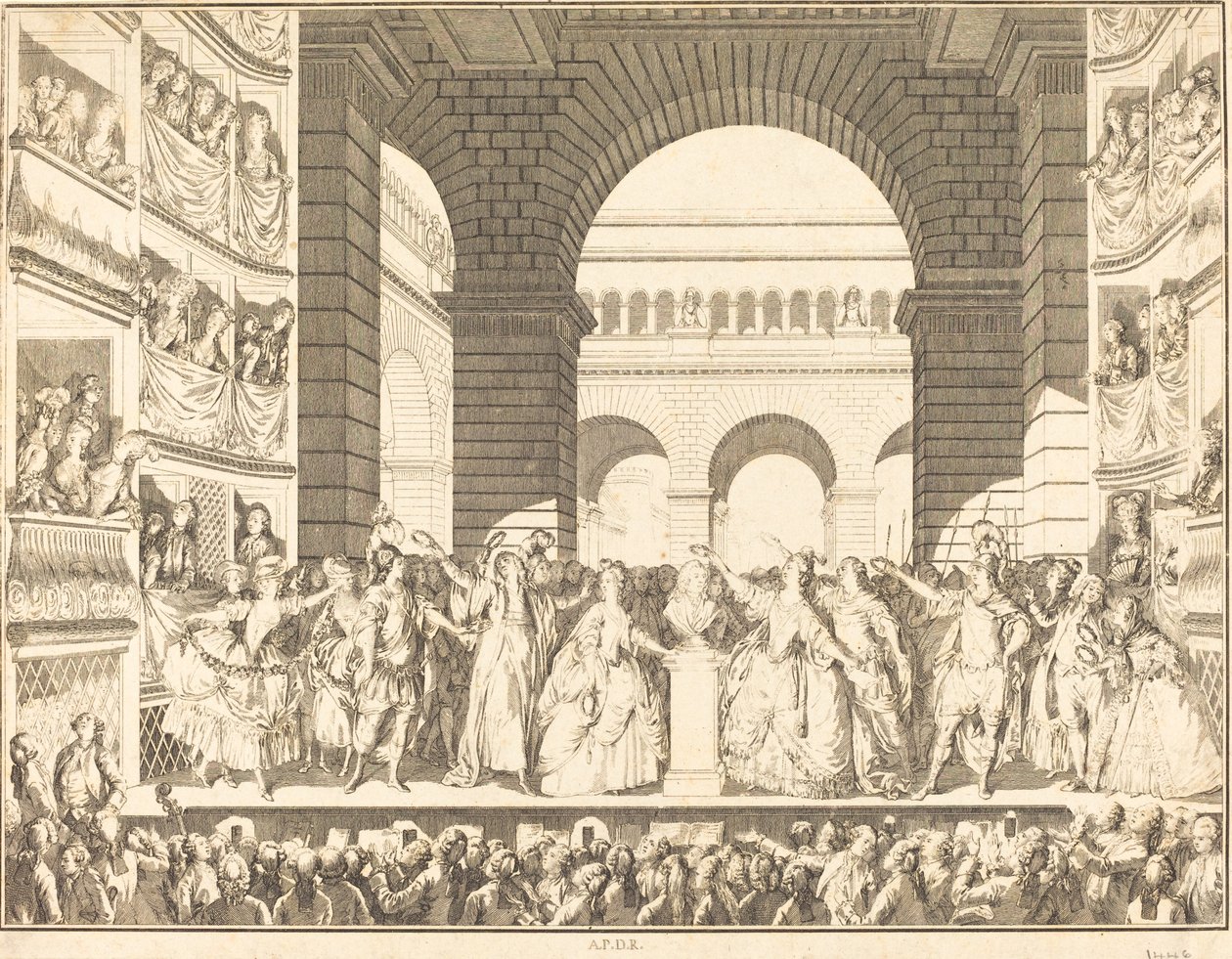 El coronamiento de Voltaire de Charles Etienne Gaucher after Jean Michel Moreau