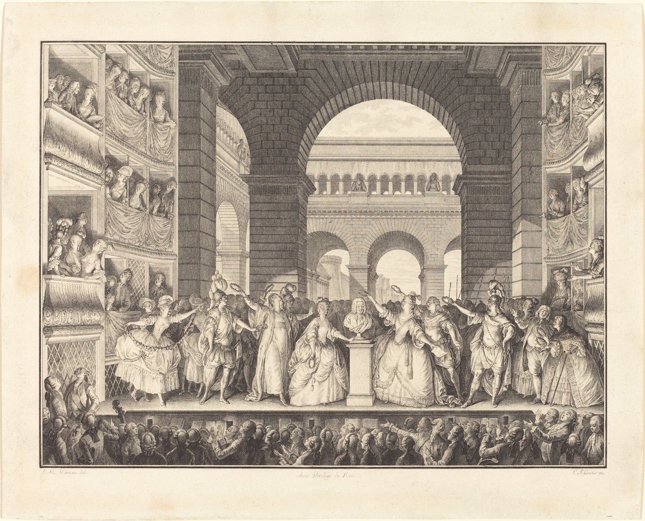 Coronación de Voltaire de Charles Etienne Gaucher after Jean Michel Moreau