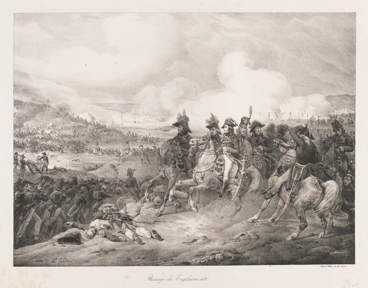 Cruzando el Iagliomento, principios del siglo XIX de Charles Etienne Pierre Motte