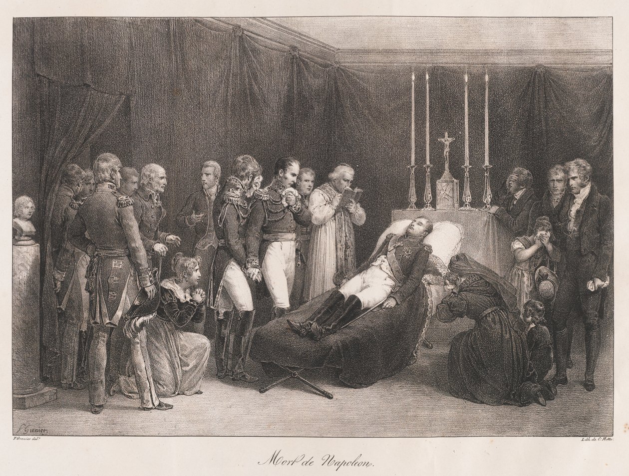 Muerte de Napoleón, principios del siglo XIX de Charles Etienne Pierre Motte