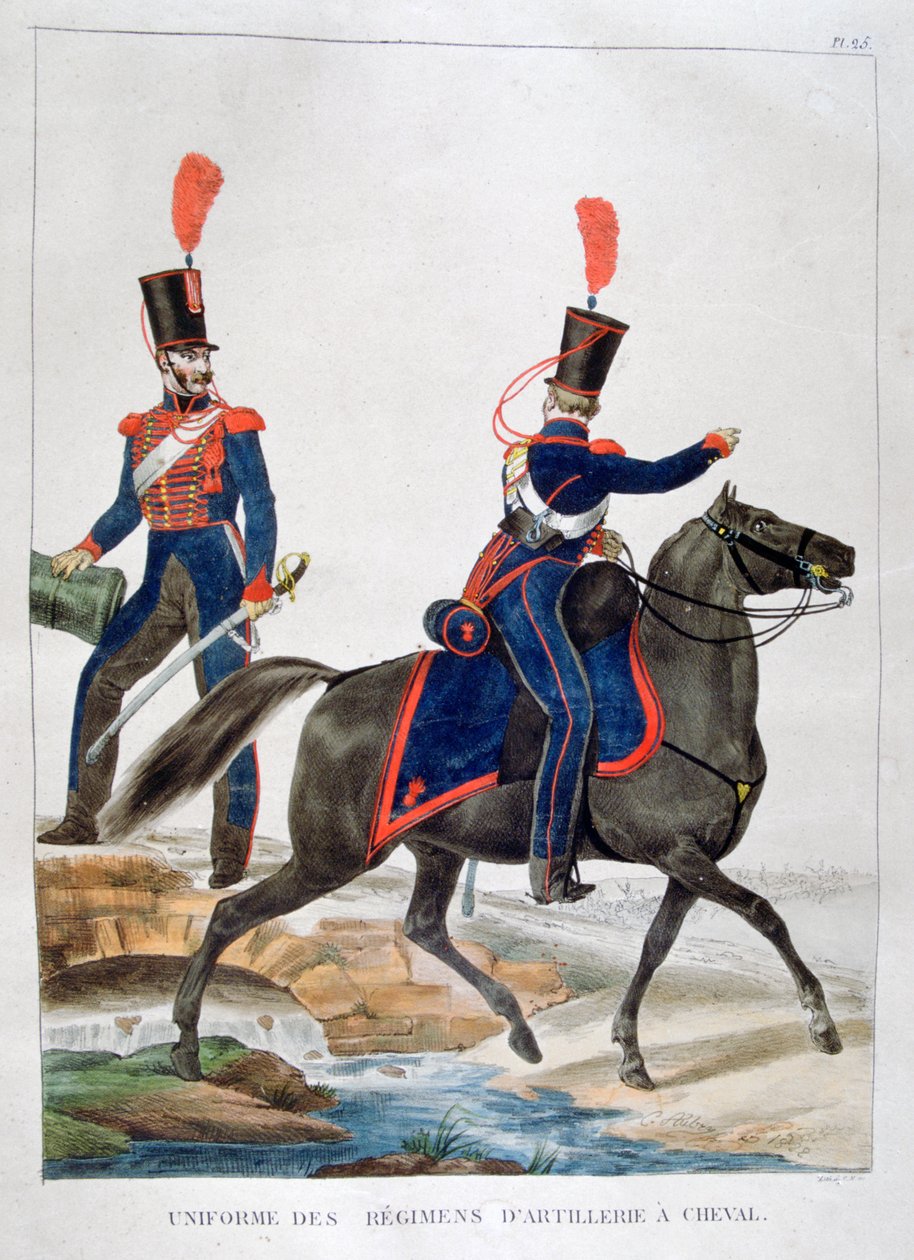 Uniforme de un regimiento de artillería a caballo, Francia, 1823 de Charles Etienne Pierre Motte