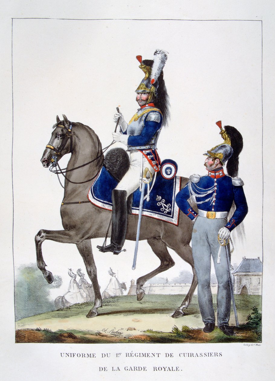 Uniforme del 1er Regimiento de Cazadores de la guardia real, Francia, 1823 de Charles Etienne Pierre Motte