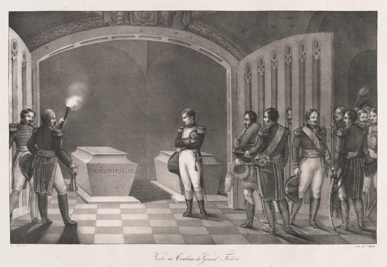 Visita a la tumba de Federico el Grande, principios del siglo XIX de Charles Etienne Pierre Motte