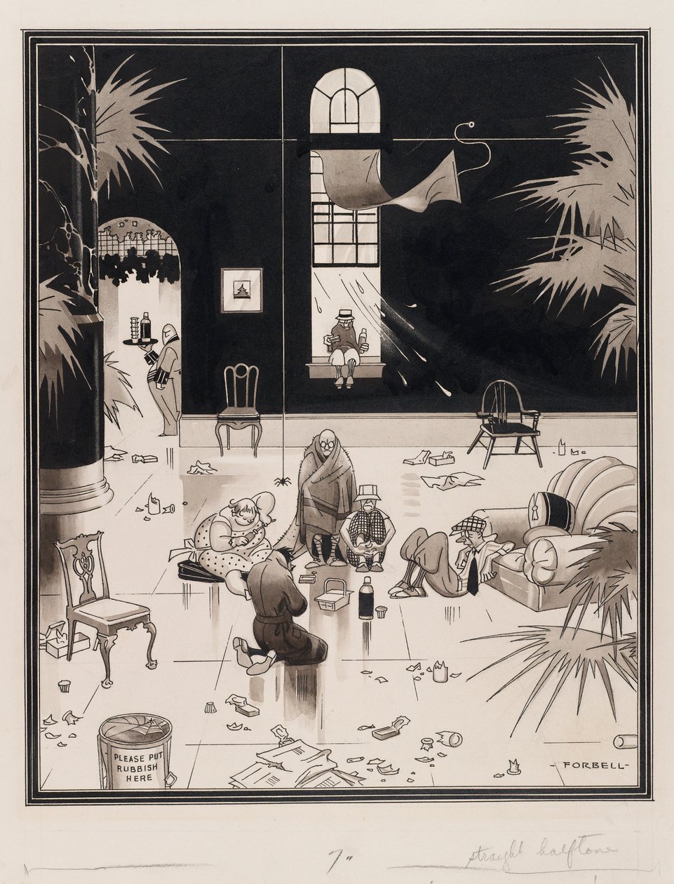 Club Life in America, the Picnickers, before 1933 (pluma y tinta sobre papel) de Charles Forbell