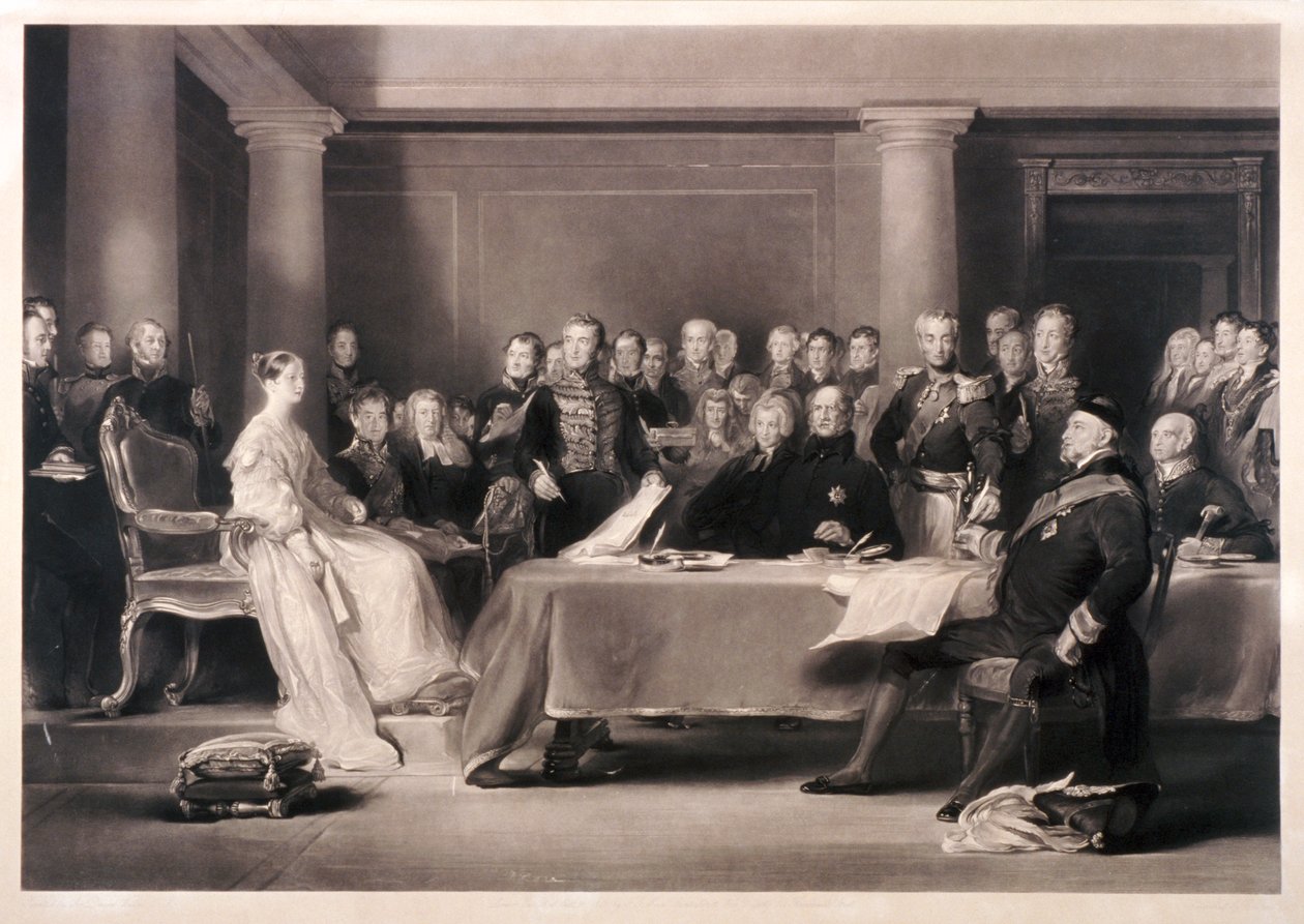 La reina Victoria presidiendo el consejo en su ascenso al trono, 1846 de Charles Fox
