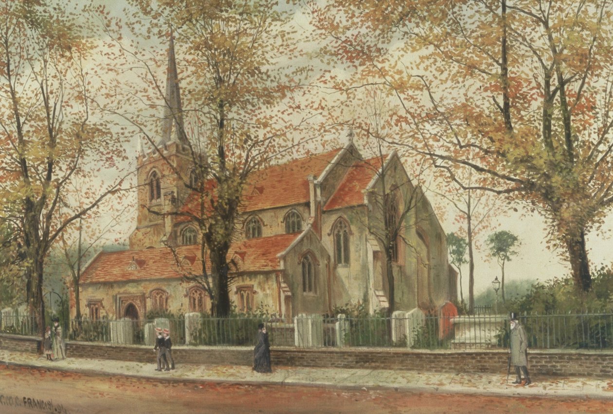 Vista de la Iglesia de Santa María, Stoke Newington de Charles Francis