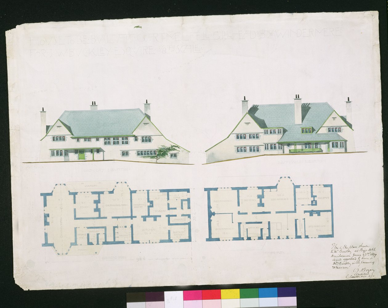 Casa a construir en Gartmel Fell Gillhead, Windermere para J.W. Buckley Esquire, 1899 de Charles Francis Annesley Voysey