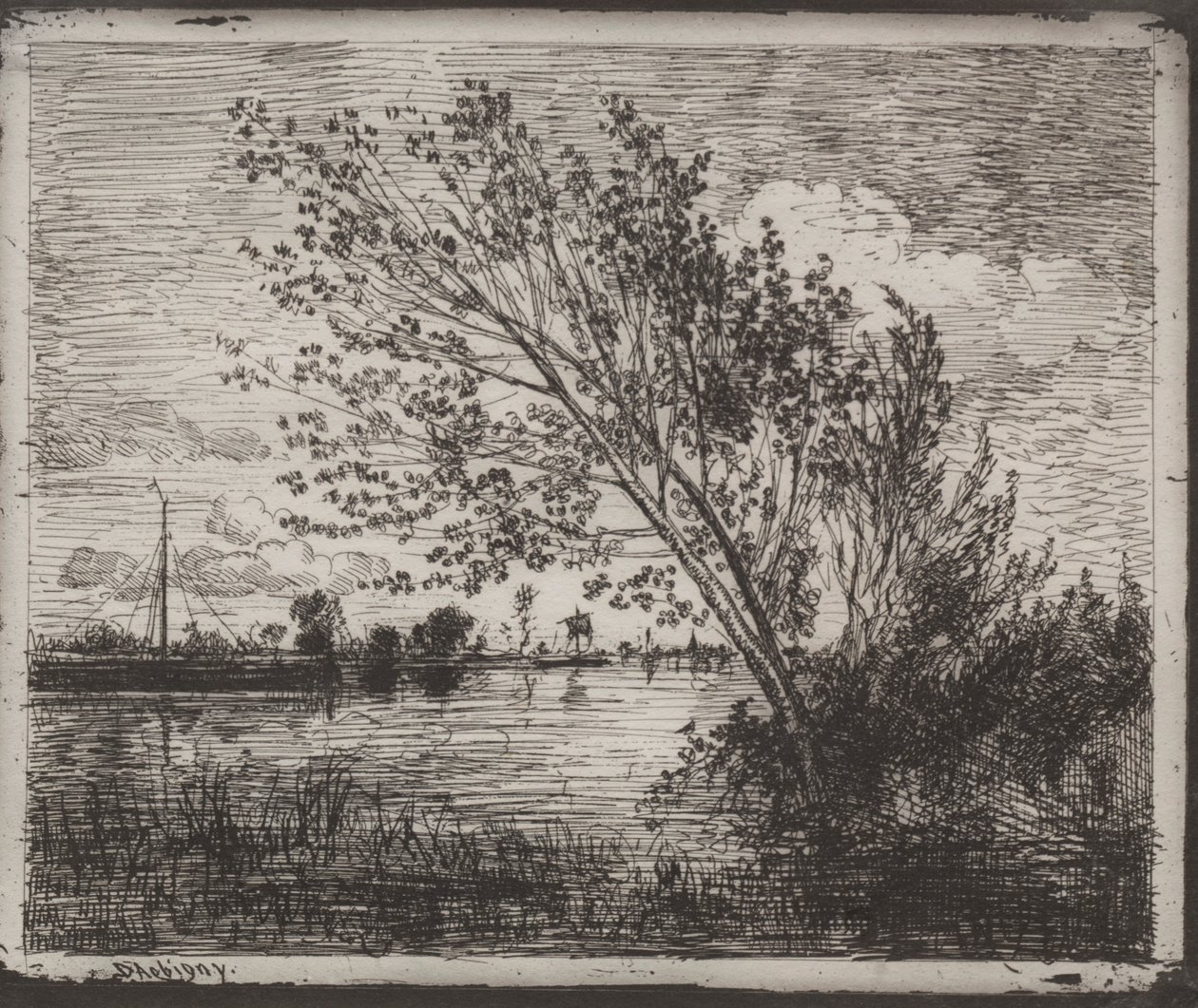 Un grupo de alisos, impresión original 1862, impresa en 1921 de Charles Francois Daubigny