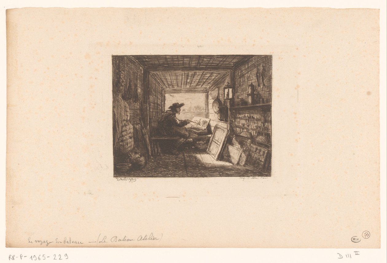 El estudio de un artista Le bateau-taller Serie con paisajes y eventos alrededor del agua (título de la serie) viaje en barco de Charles Francois Daubigny