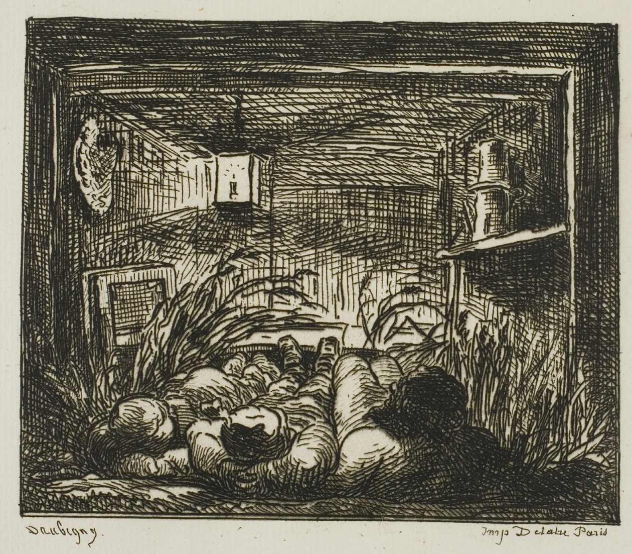 Acomodándose en el Barco (Noche en el barco) de Charles Francois Daubigny