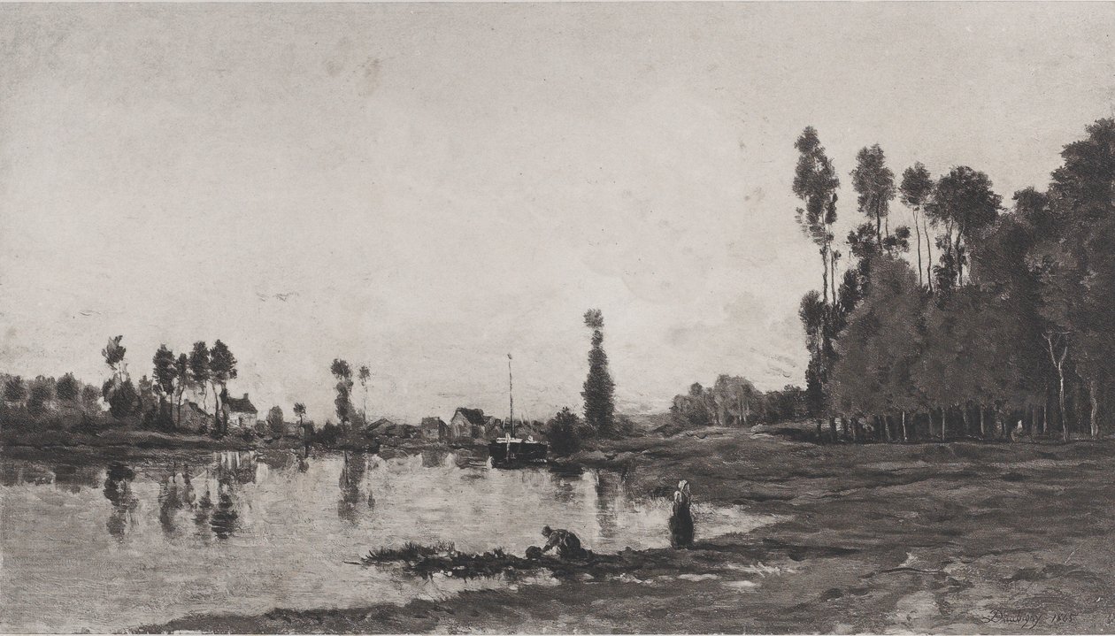 Junto al río, 1865 de Charles Francois Daubigny