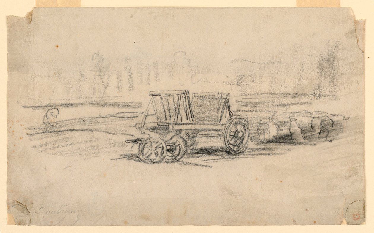Dibujo, Una carreta agrícola, ca. 1850 de Charles Francois Daubigny