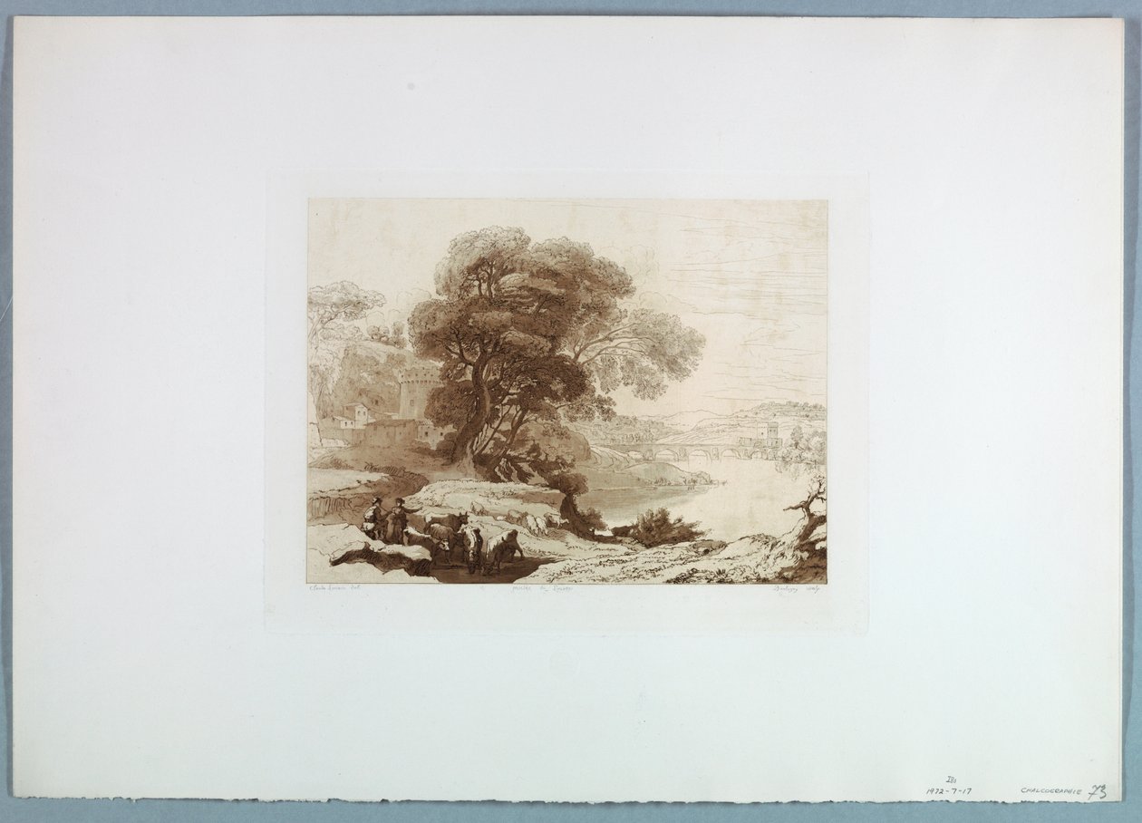 Dibujo, Paisaje (según Claude Lorraine), 1849 de Charles Francois Daubigny