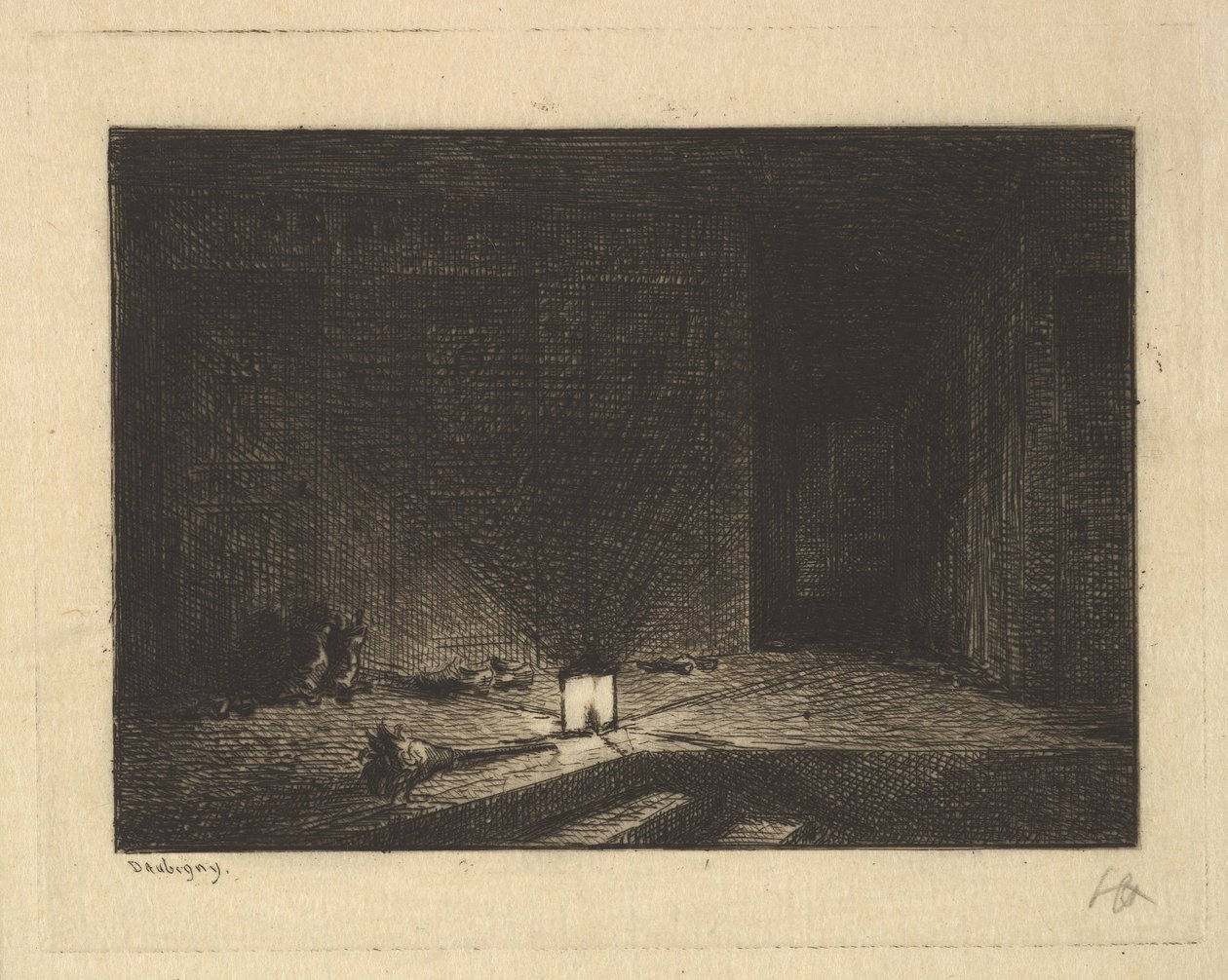 Interior de una posada de Charles Francois Daubigny