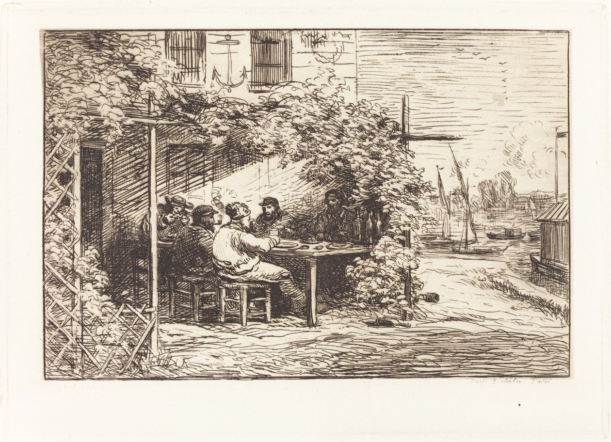 Almuerzo en el camino a Asnieres (Le Dejeuner du depart a Asnieres) de Charles Francois Daubigny