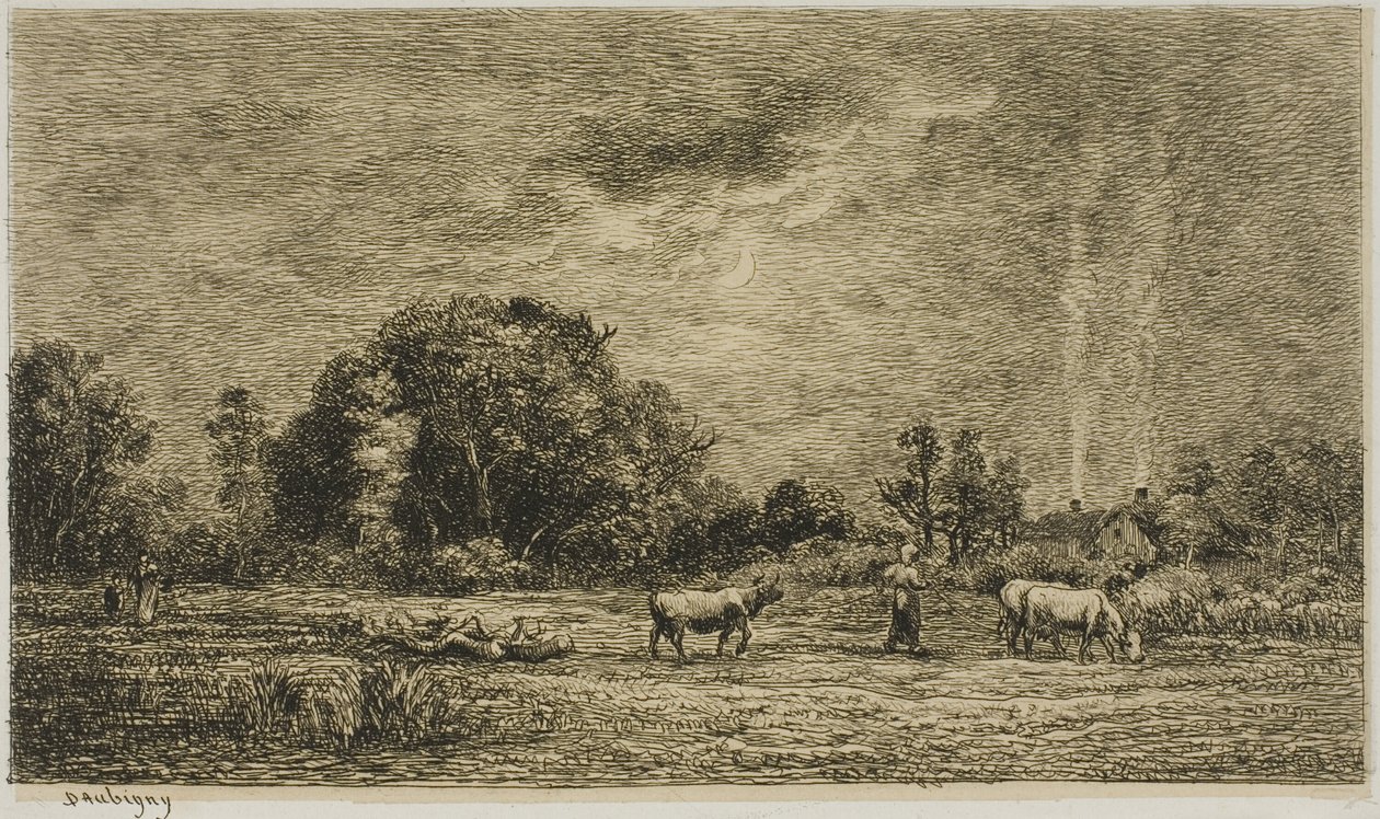 Salida de la luna de Charles Francois Daubigny