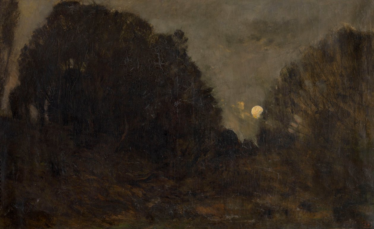 Salida de la luna en Barbizon (óleo sobre lienzo) de Charles Francois Daubigny
