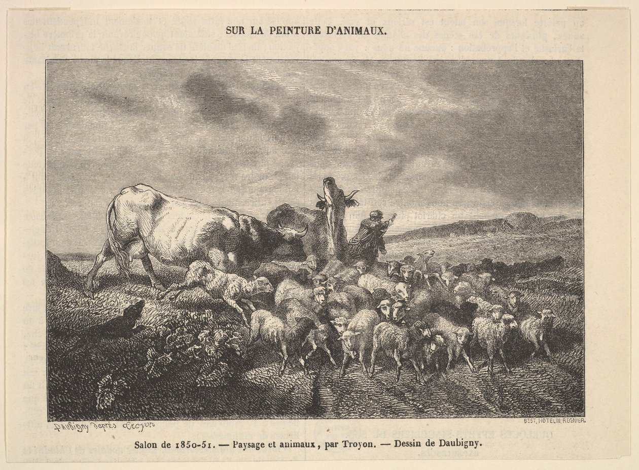 Salón de 1850-51, Paisaje y Animales, por Troyon de Charles Francois Daubigny