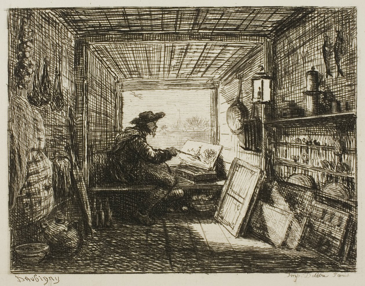 El estudio del barco, de El viaje en barco de Charles Francois Daubigny