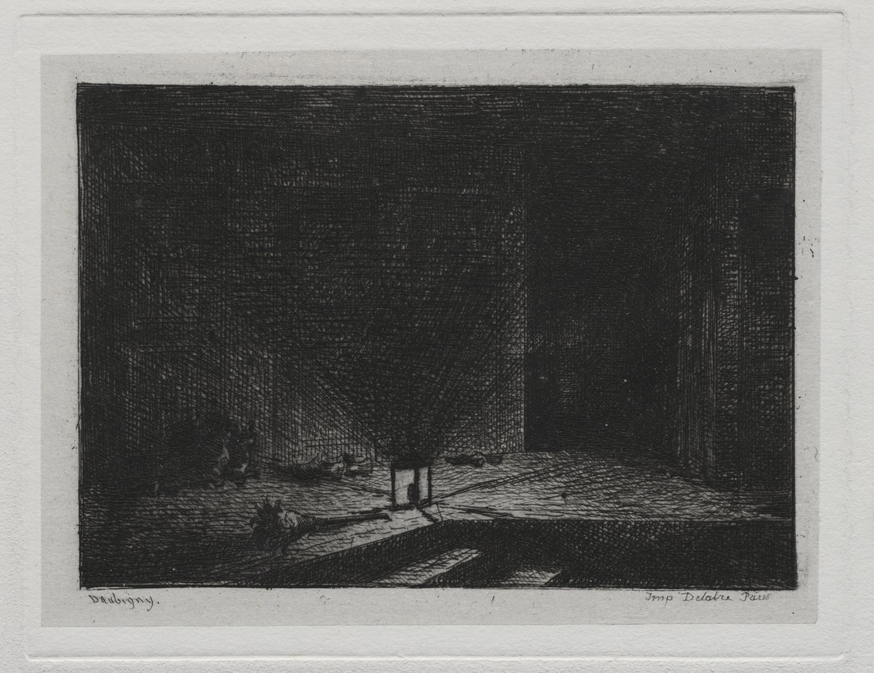 The Boat Trip: Interior of an Inn (El corredor de una posada) de Charles Francois Daubigny