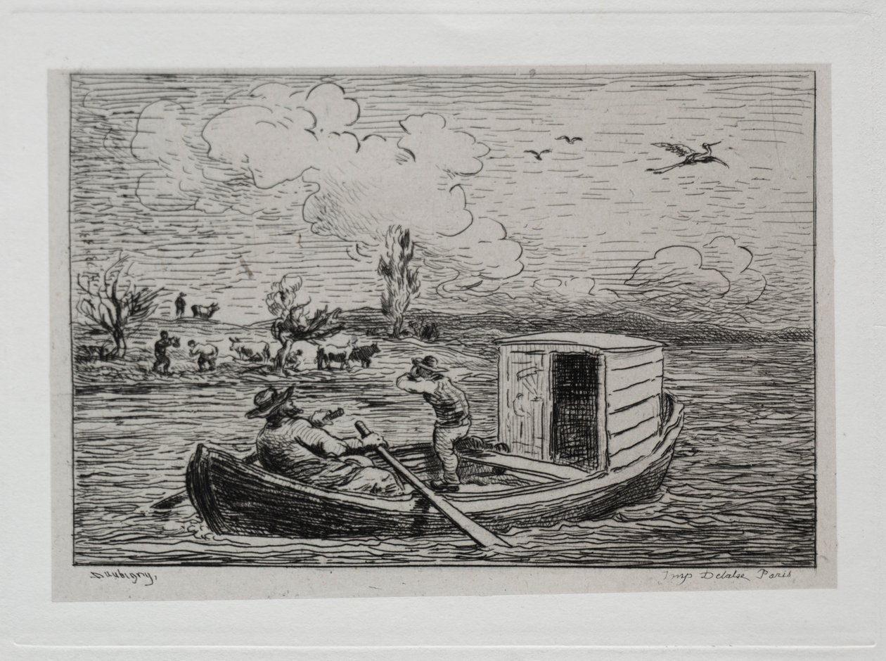 El viaje en barco: Le Mot de Cambronne La pelea de insultos, 1861 de Charles Francois Daubigny