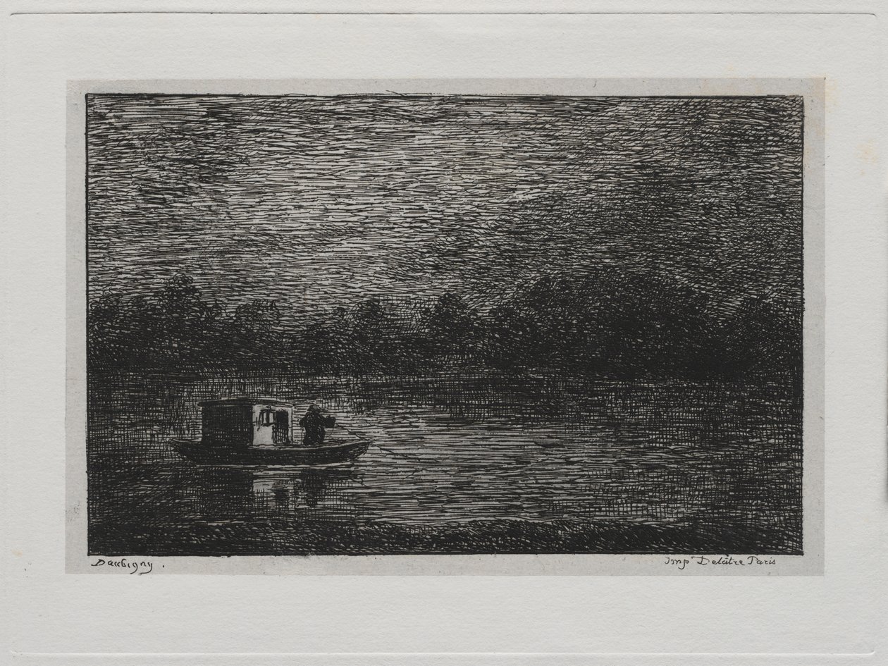 The Boat Trip: Night Voyage o Net Fishing (segunda versión) de Charles Francois Daubigny