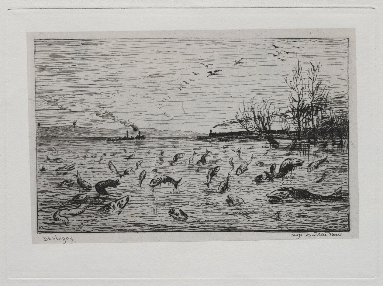 El viaje en barco: Regocijo de los peces por la partida del grumete, 1861 de Charles Francois Daubigny