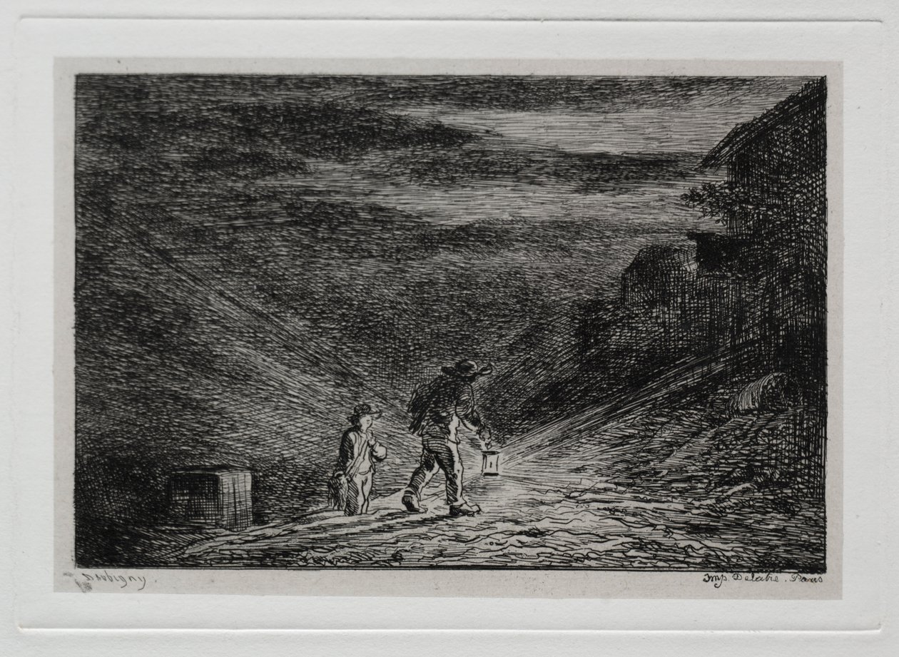 El viaje en barco: la búsqueda de una posada de Charles Francois Daubigny