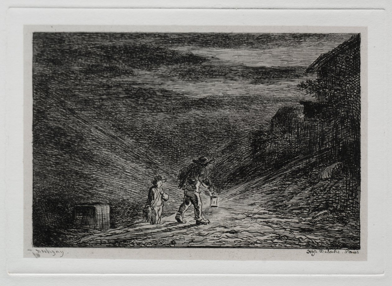 El viaje en barco: La búsqueda de una posada de Charles Francois Daubigny